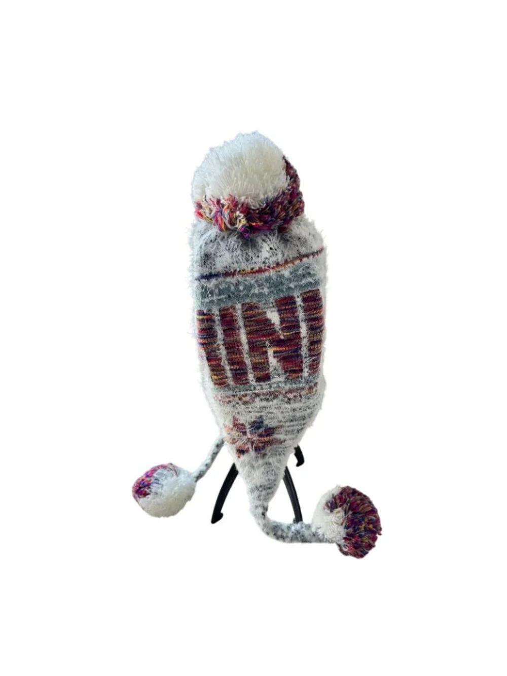 Knit Winter Hat With Poms & Multicolor Minnesota Design